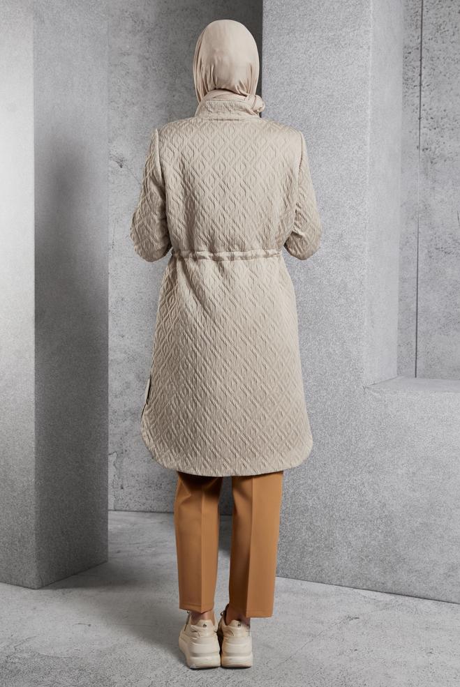 Vêtements hijab BEIGE TRENCH-COAT MATELASSÉ 10929 - ALVİNA