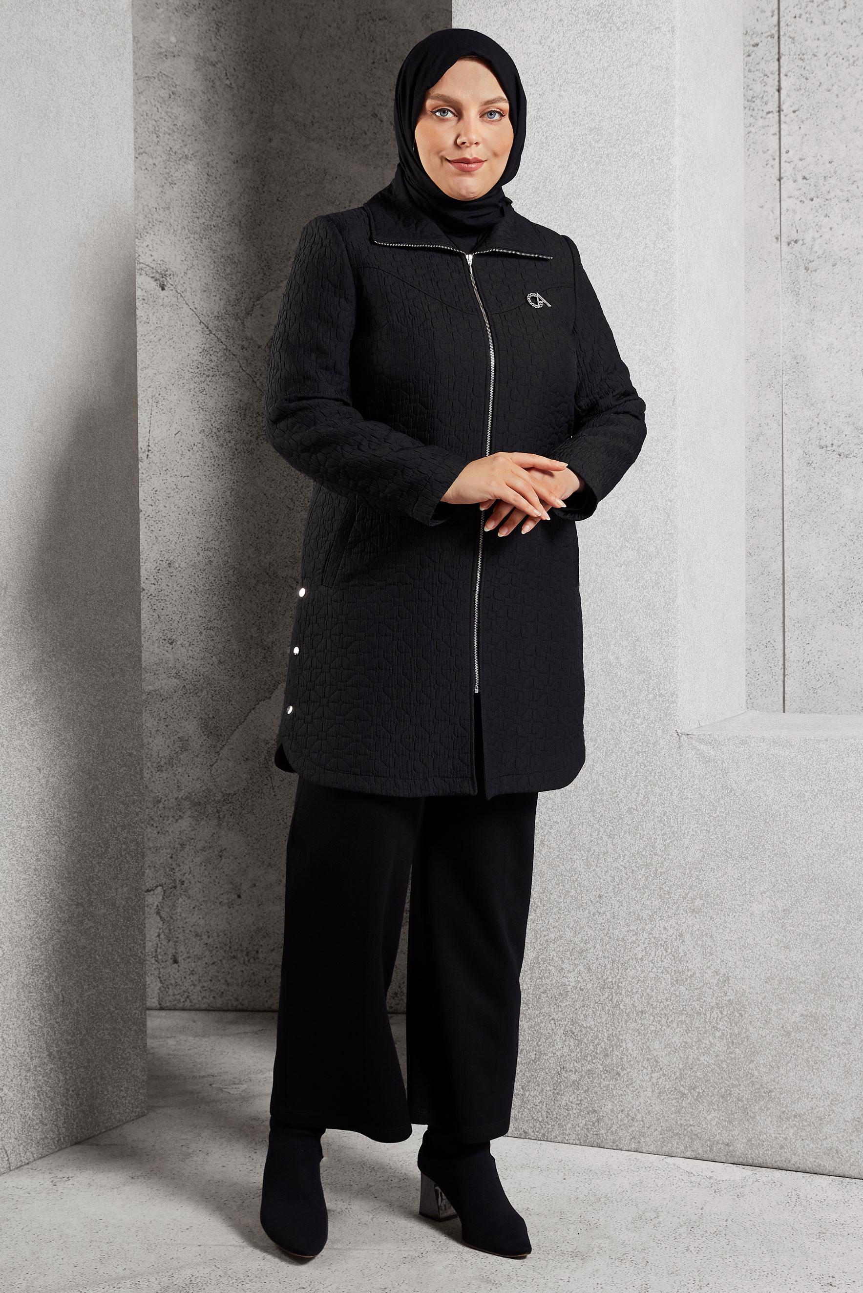 Vêtements hijab NOIR TRENCH-COAT MATELASSÉ 10930