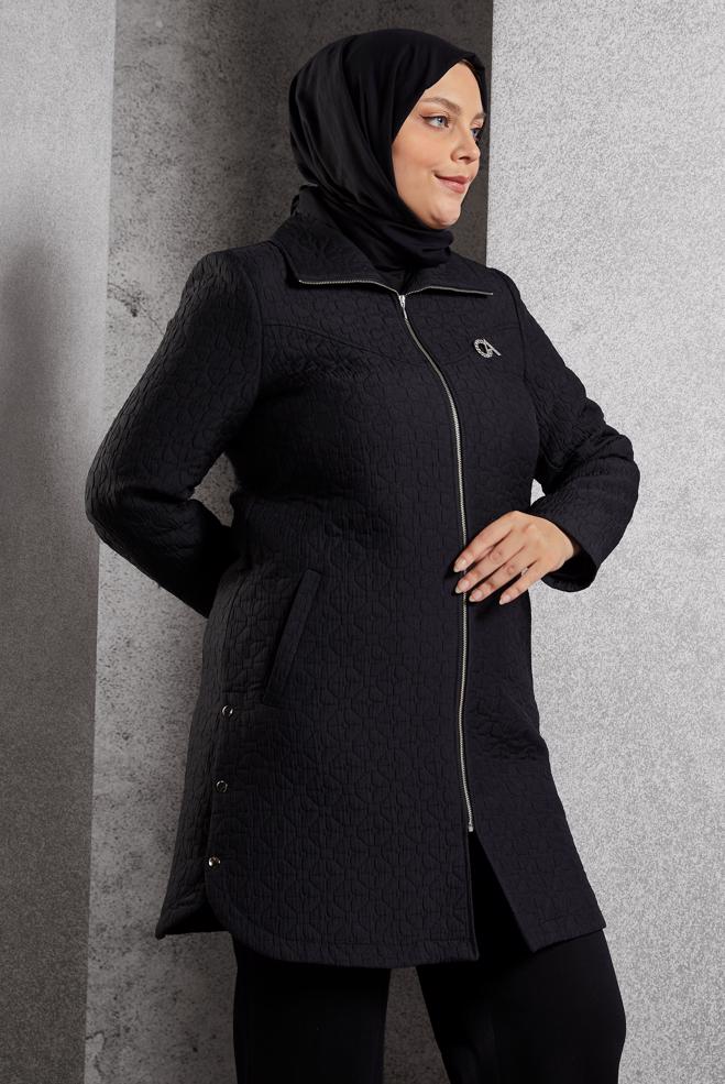 Vêtements hijab NOIR TRENCH-COAT MATELASSÉ 10930 - ALVİNA