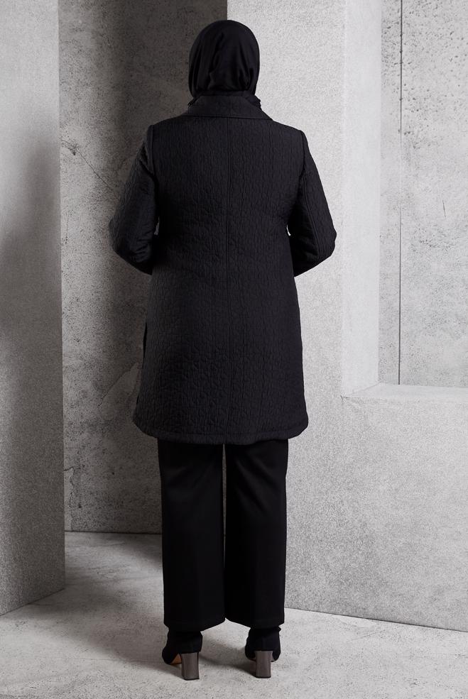 Vêtements hijab NOIR TRENCH-COAT MATELASSÉ 10930 - ALVİNA