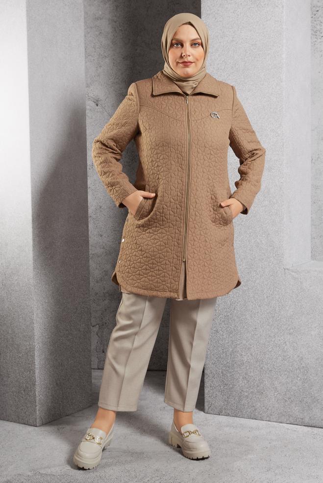 Vêtements hijab BRUN TRENCH-COAT MATELASSÉ 10930 - ALVİNA