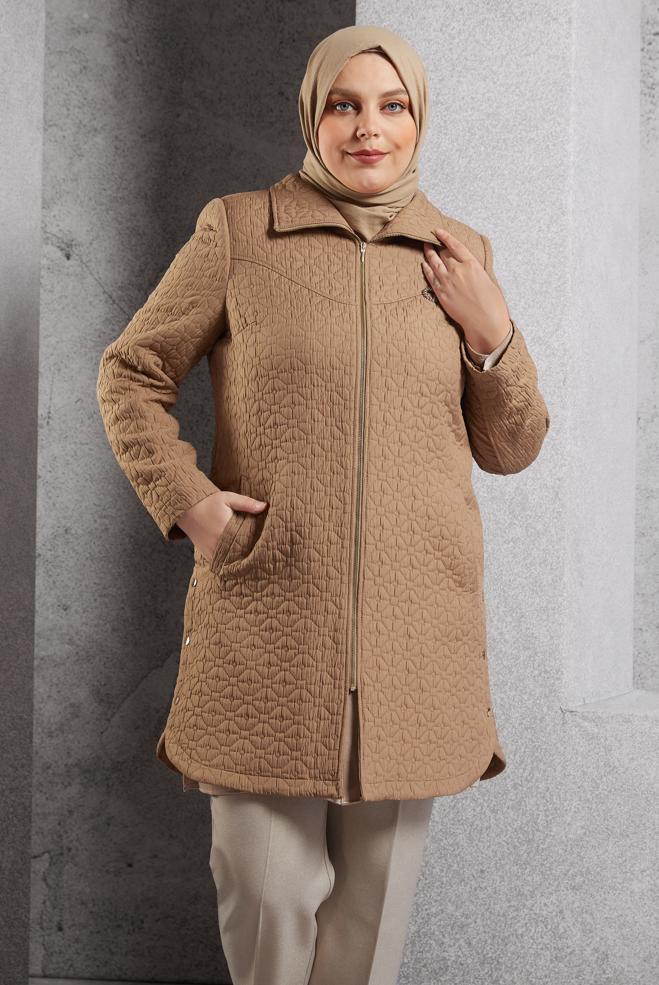 Vêtements hijab BRUN TRENCH-COAT MATELASSÉ 10930 - ALVİNA
