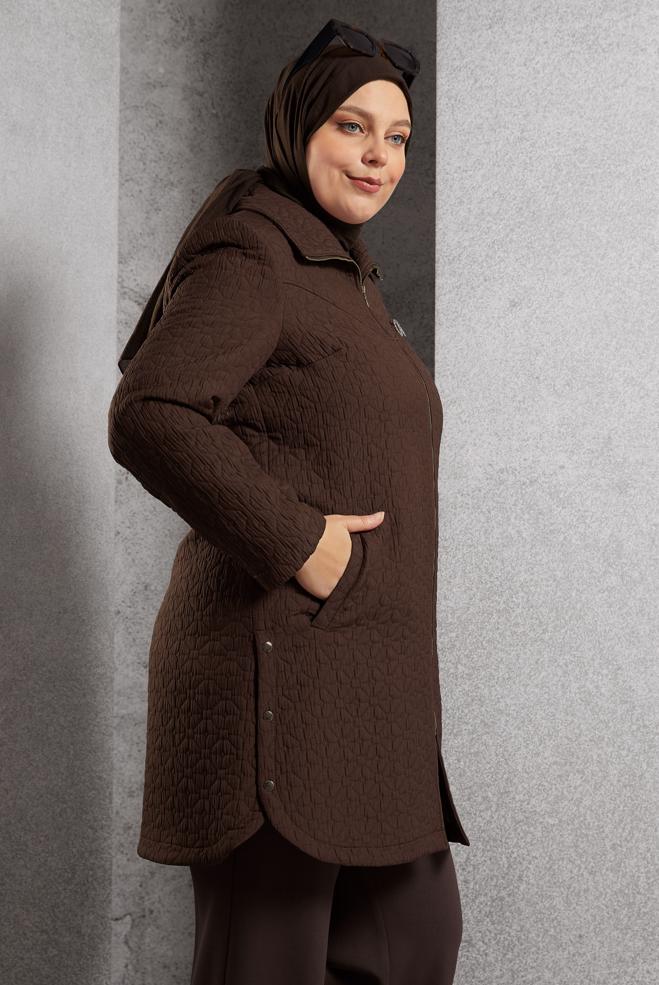 Vêtements hijab BRUN TRENCH-COAT MATELASSÉ 10930 - ALVİNA