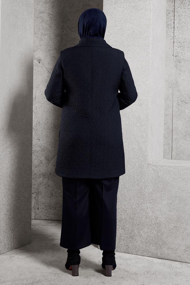 Vêtements hijab BLEU MARINE TRENCH-COAT MATELASSÉ 10930 - ALVİNA