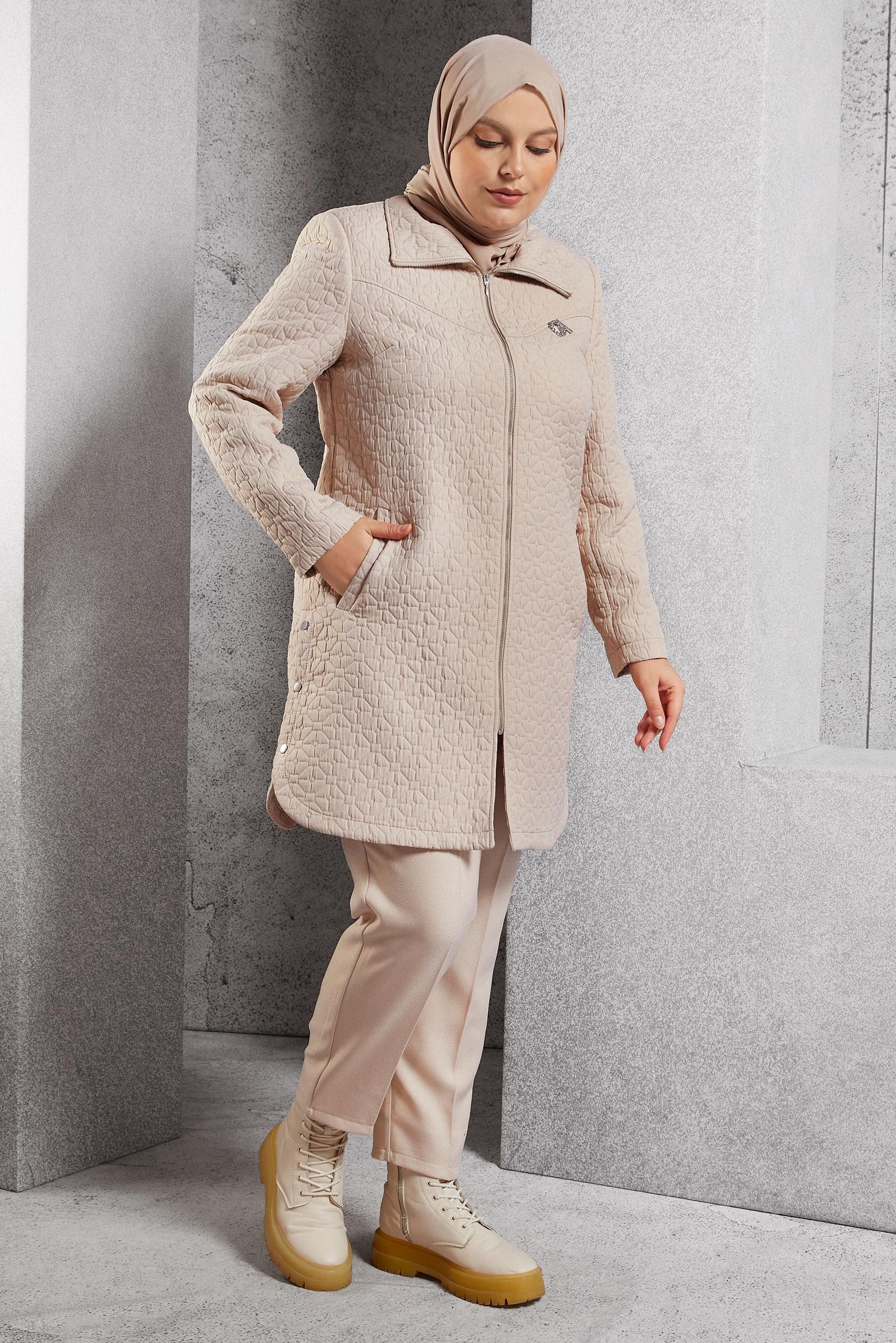 Vêtements hijab BEIGE TRENCH-COAT MATELASSÉ 10930