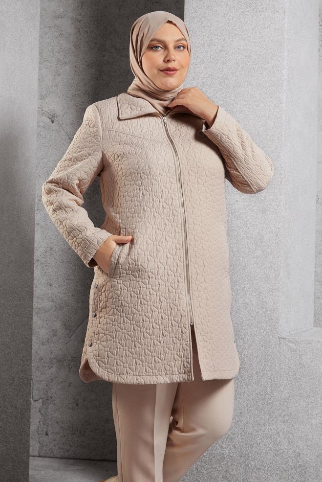 Vêtements hijab BEIGE TRENCH-COAT MATELASSÉ 10930 - ALVİNA