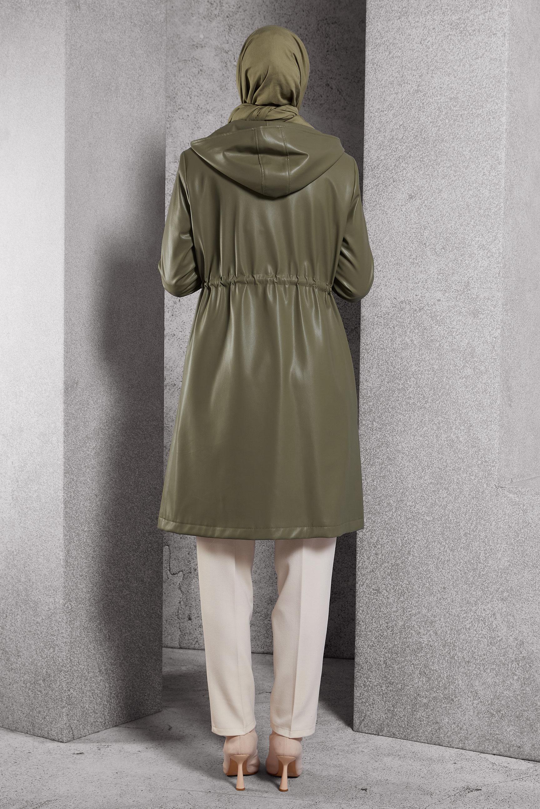 Vêtements hijab KAKI TRENCH-COAT EN SIMILI CUIR 10931
