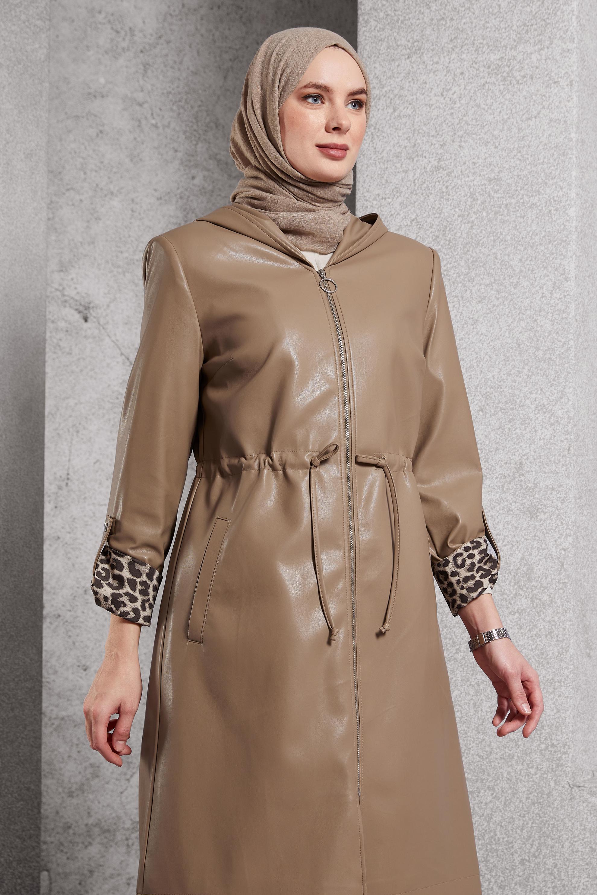 Vêtements hijab BEIGE TRENCH-COAT EN SIMILI CUIR 10931