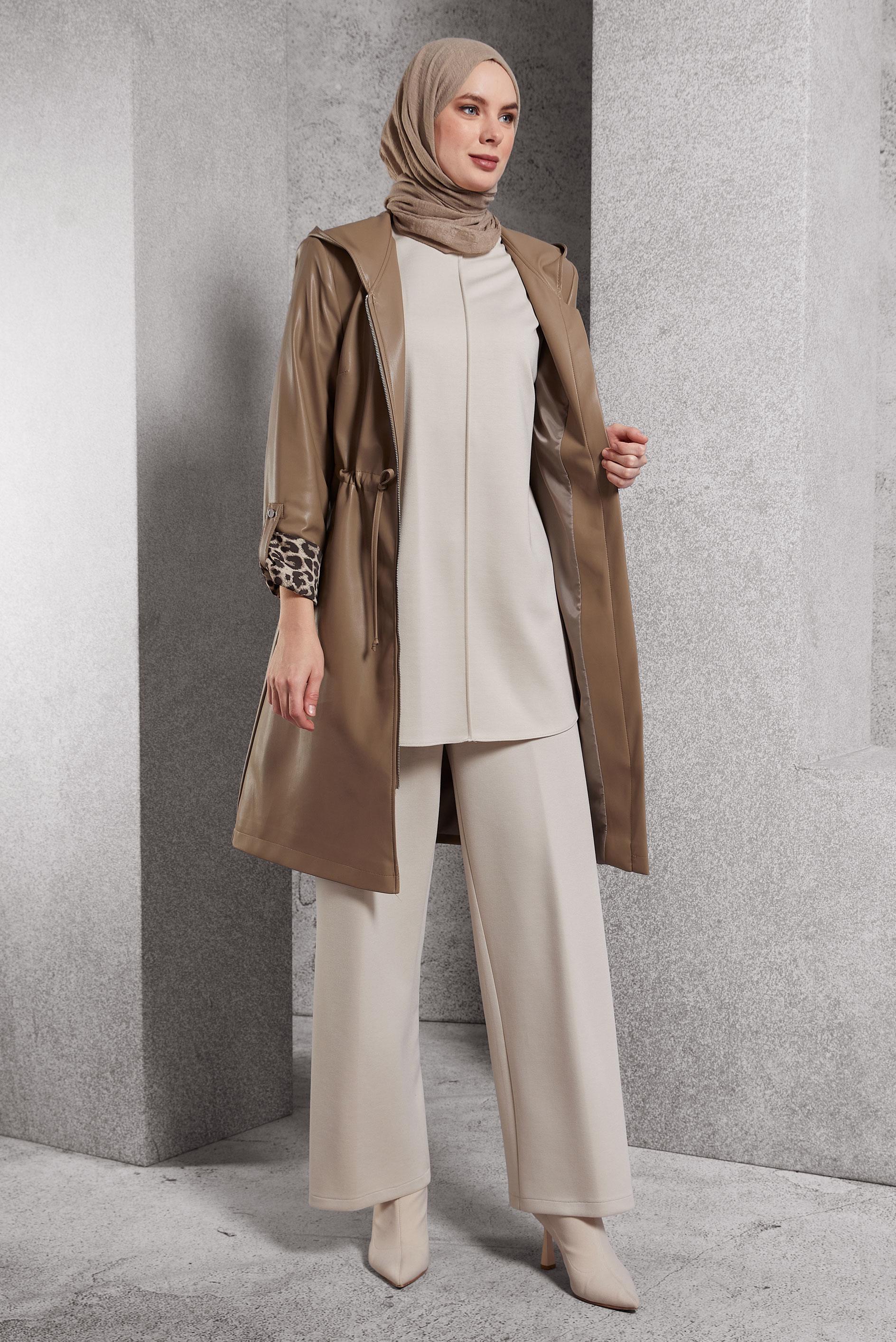 Vêtements hijab BEIGE TRENCH-COAT EN SIMILI CUIR 10931