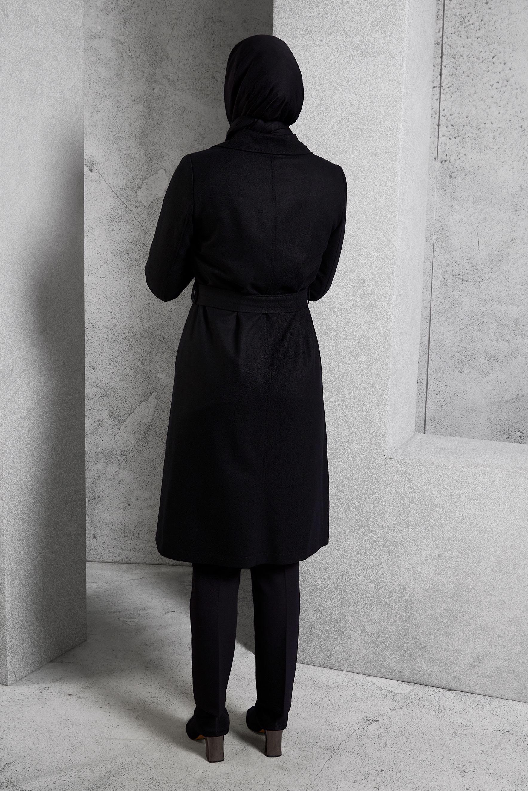 Vêtements hijab NOIR TRENCH-COAT CEINTURÉ 10932