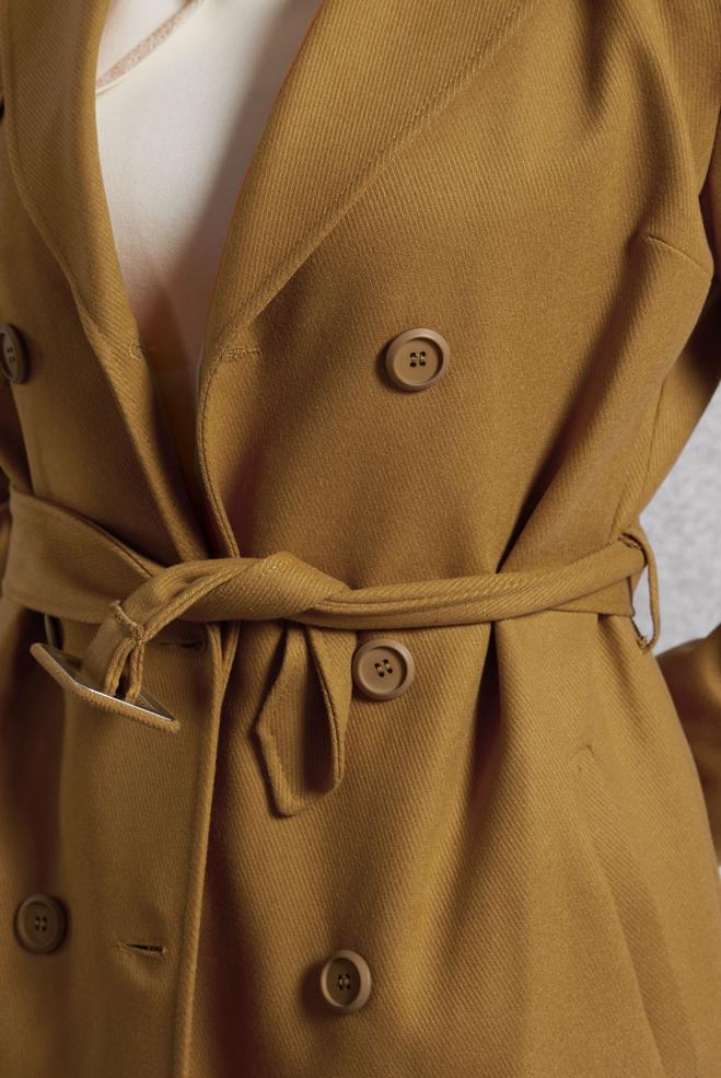 Vêtements hijab JAUNE TRENCH-COAT CEINTURÉ 10932 - ALVİNA