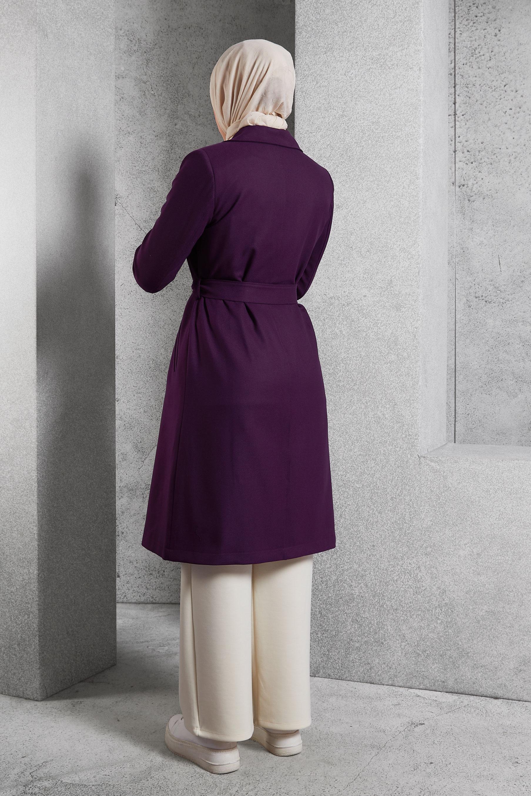Vêtements hijab POURPRE TRENCH-COAT CEINTURÉ 10932