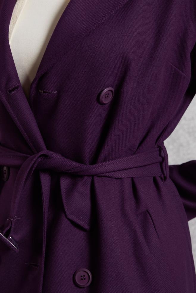 Vêtements hijab POURPRE TRENCH-COAT CEINTURÉ 10932 - ALVİNA
