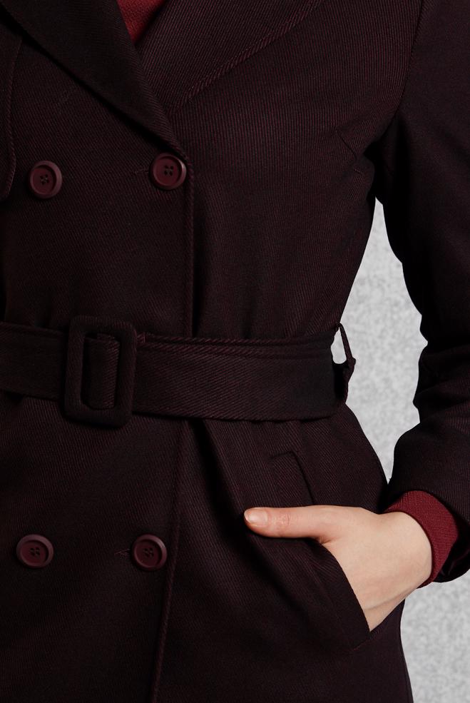 Vêtements hijab NOIR TRENCH-COAT CEINTURÉ 10932 - ALVİNA