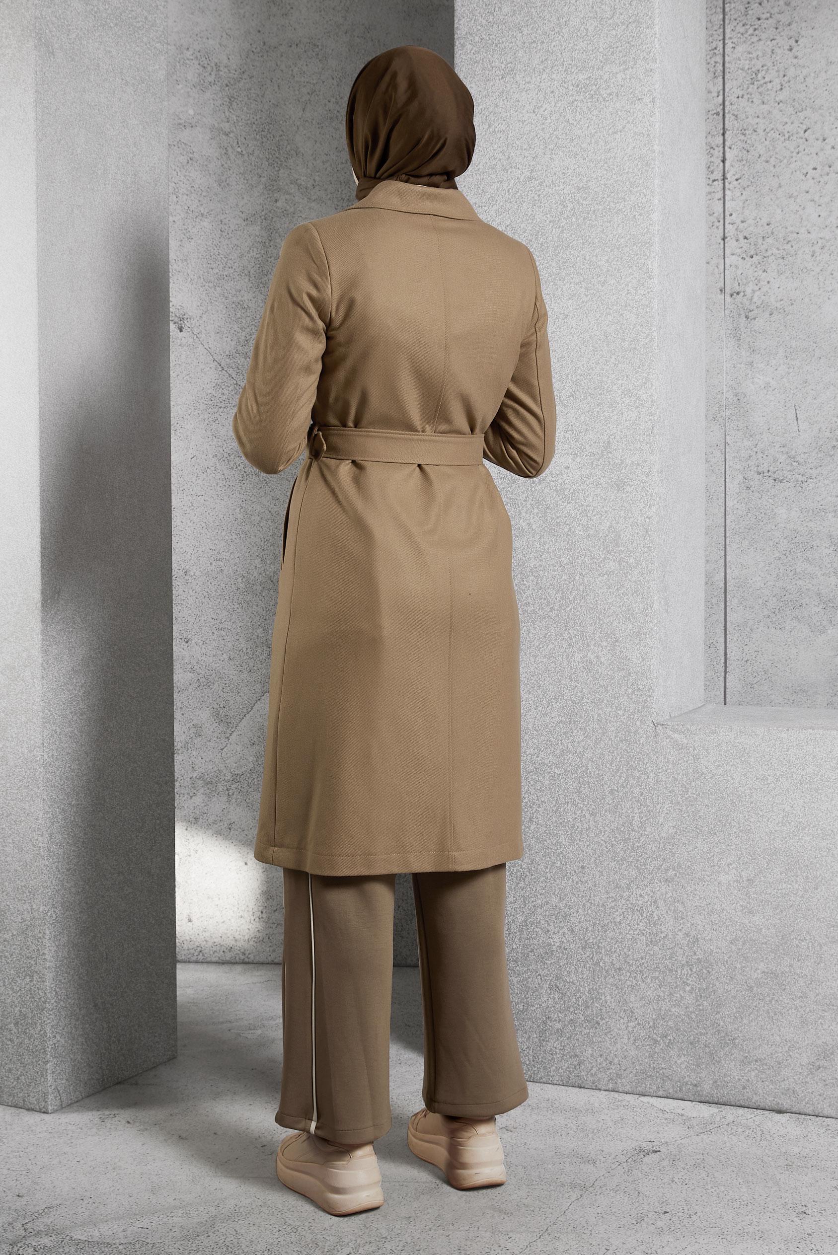 Vêtements hijab BRUN TRENCH-COAT CEINTURÉ 10932