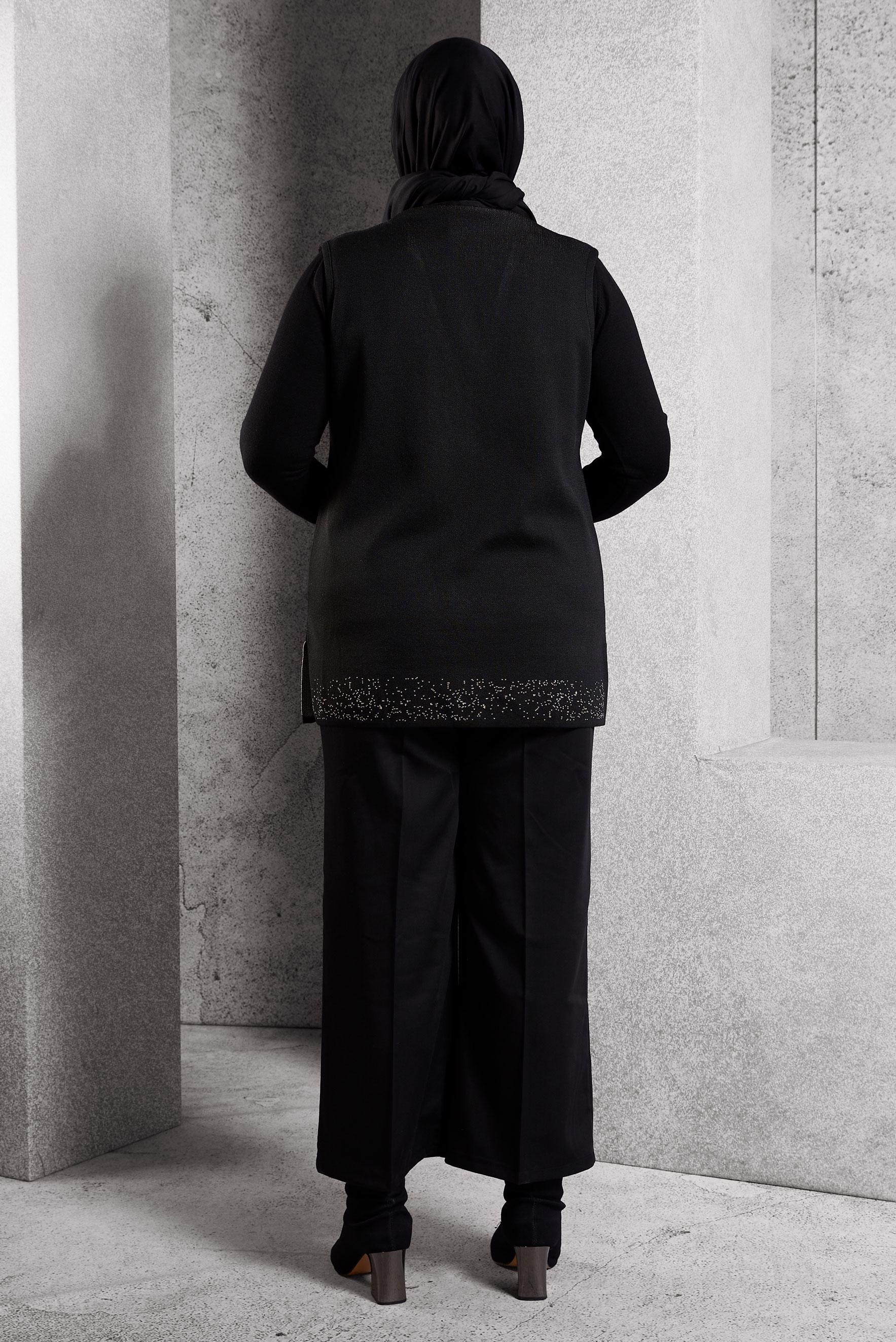 Tesettür giyim SİYAH BÜYÜK BEDEN TRİKO YELEK 20627