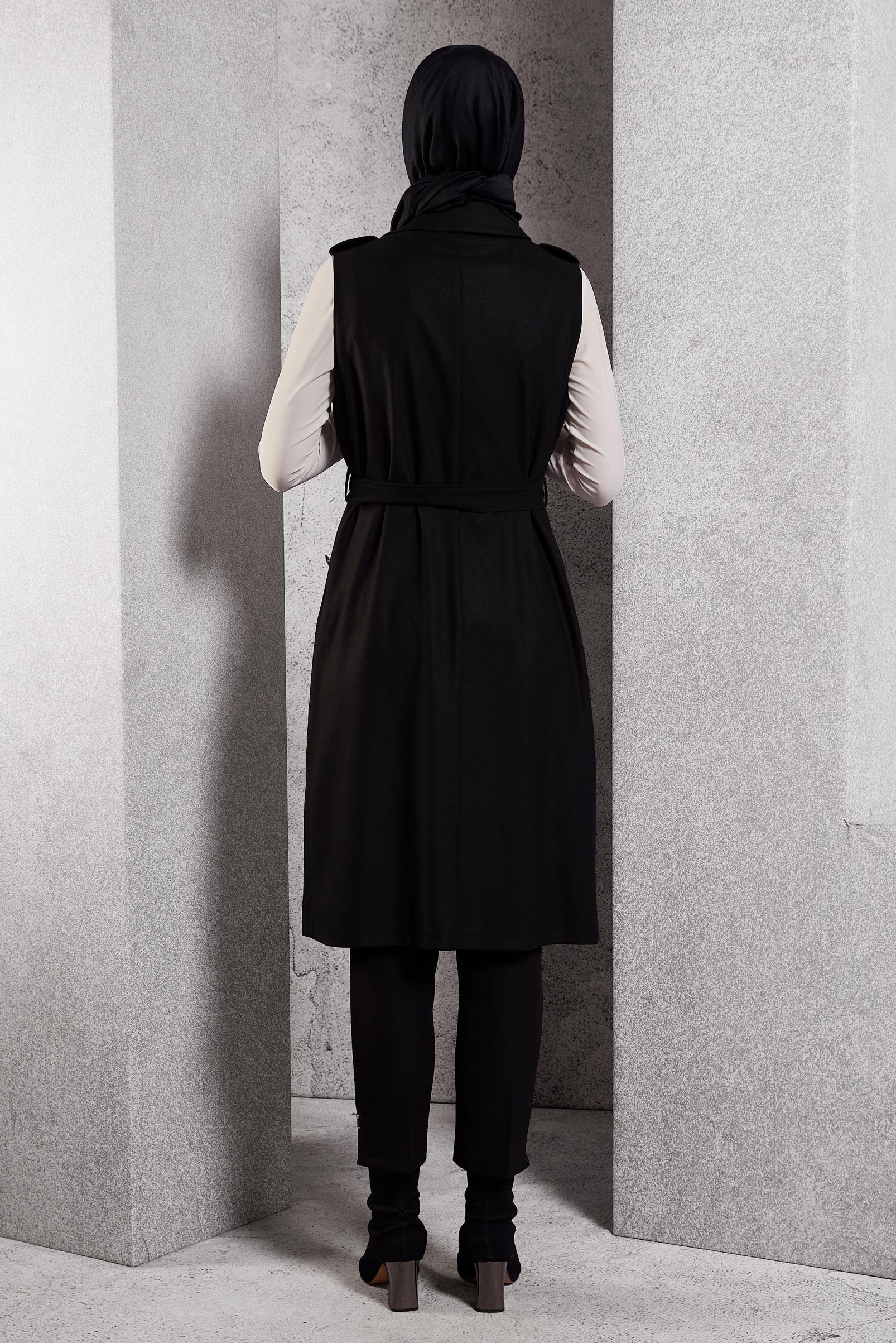Vêtements hijab NOIR GILET CEINTURÉ 45187