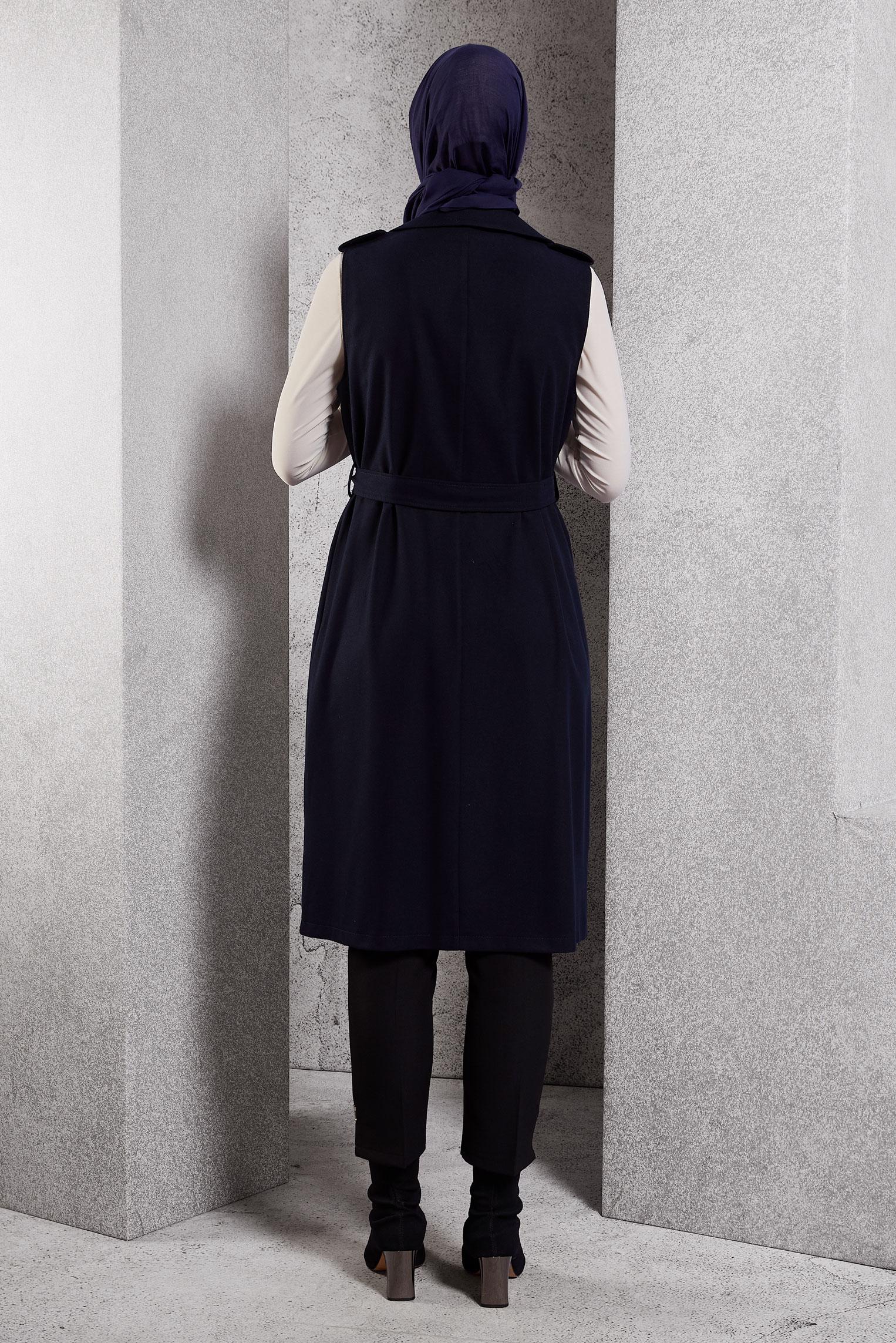 Vêtements hijab BLEU MARINE GILET CEINTURÉ 45187