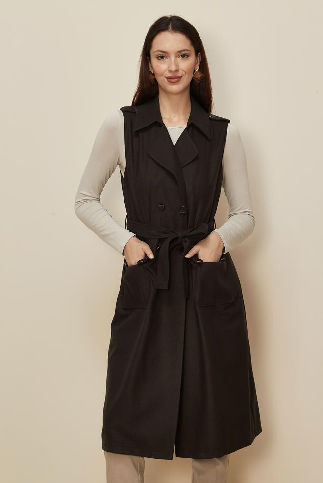 Vêtements hijab NOIR GILET CEINTURÉ 45187 - ALVİNA