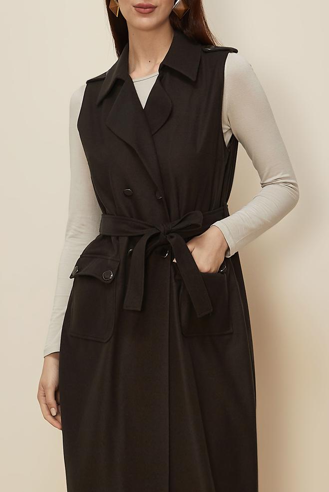 Vêtements hijab NOIR GILET CEINTURÉ 45187 - ALVİNA