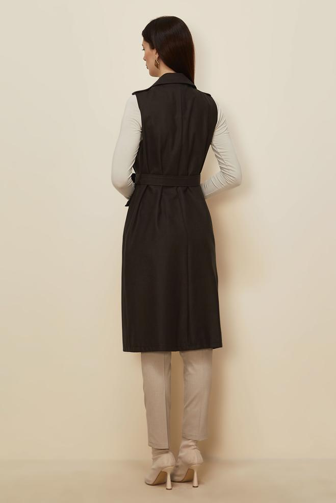 Vêtements hijab NOIR GILET CEINTURÉ 45187 - ALVİNA