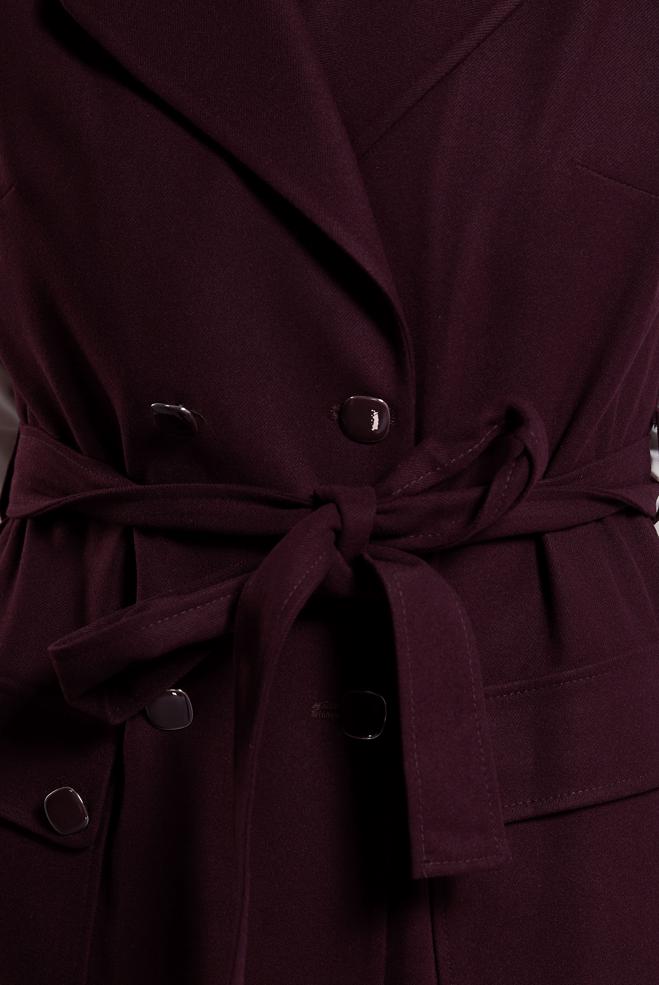 Vêtements hijab ROUGE BORDEAUX GILET CEINTURÉ 45187 - ALVİNA