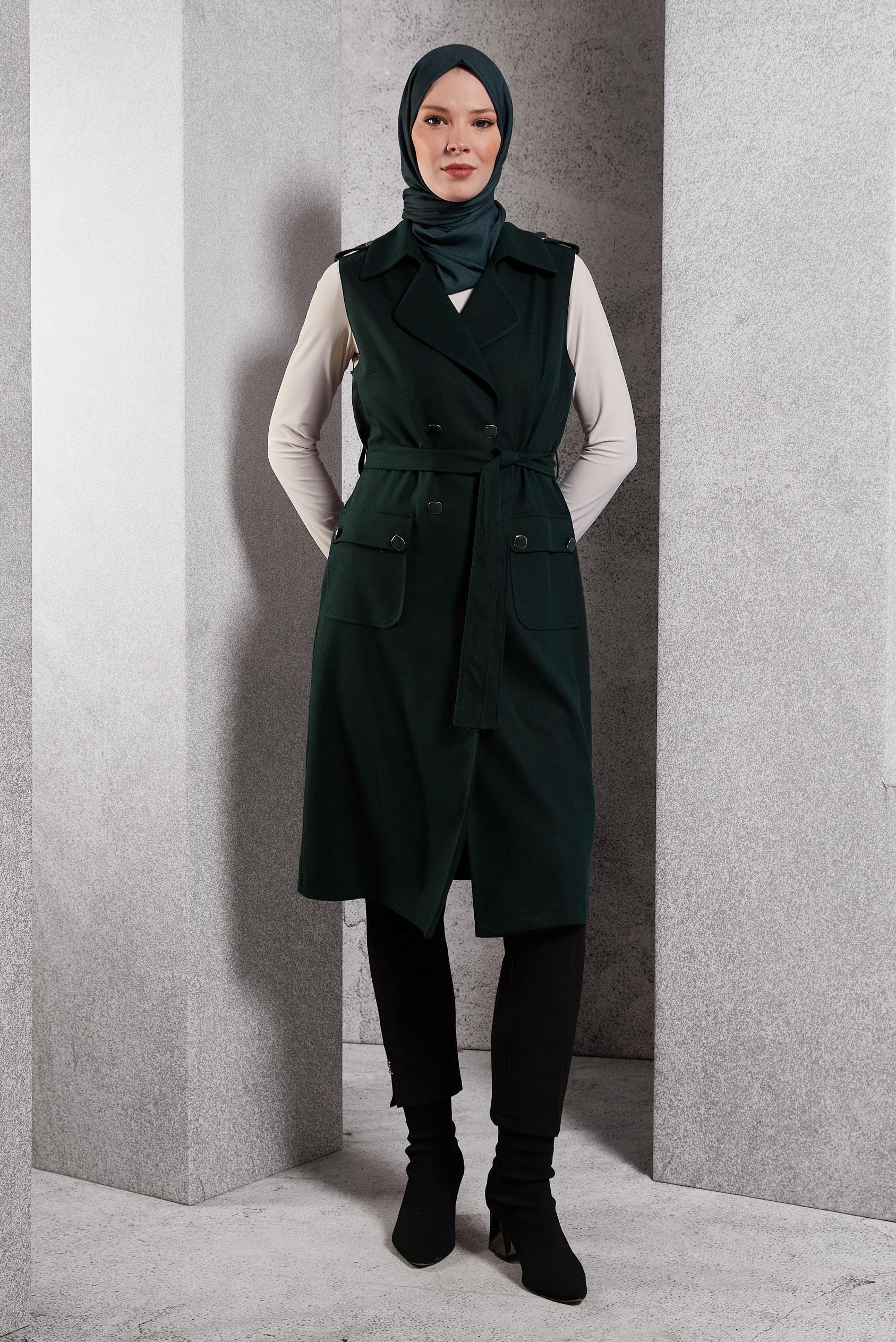 Vêtements hijab VERT GILET CEINTURÉ 45187