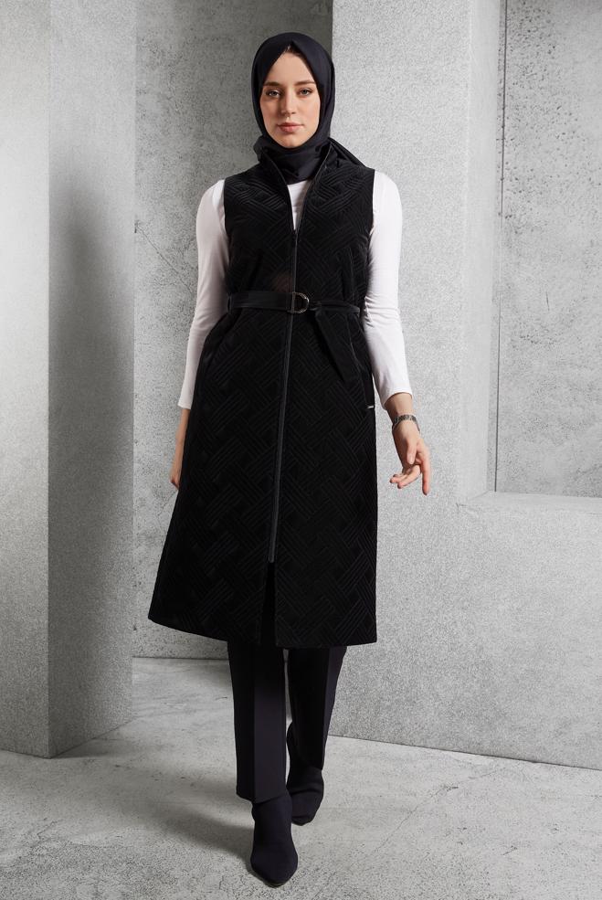 Tesettür giyim  KEMERLİ YELEK 45218 - ALVİNA