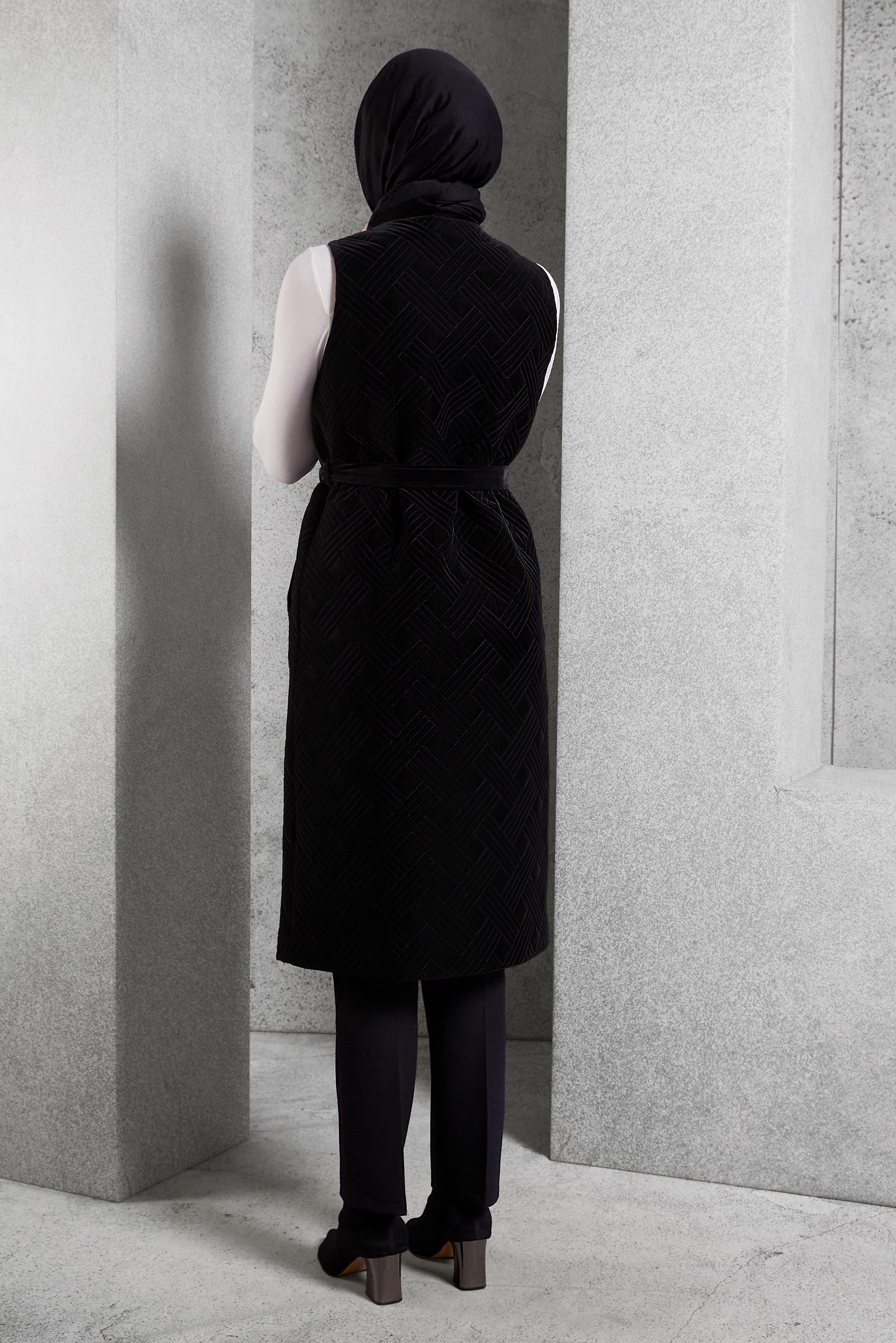 Tesettür giyim SİYAH KEMERLİ YELEK 45218