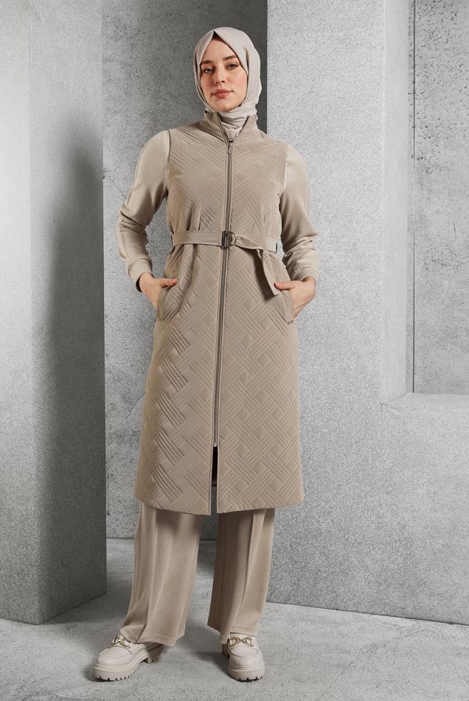 Tesettür giyim  KEMERLİ YELEK 45218 - ALVİNA