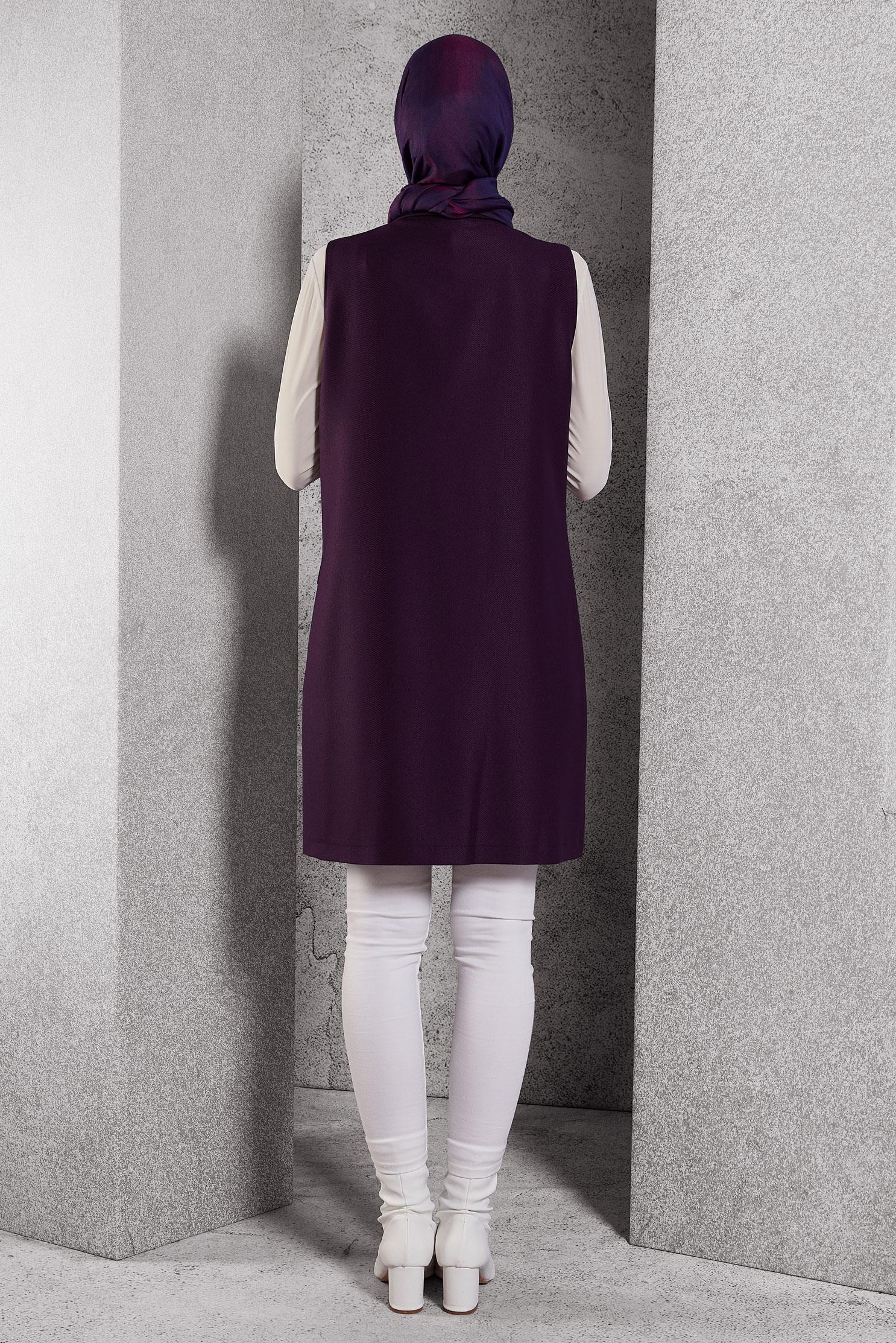 Vêtements hijab POURPRE GILET À DOUBLE BOUTONNAGE 45219