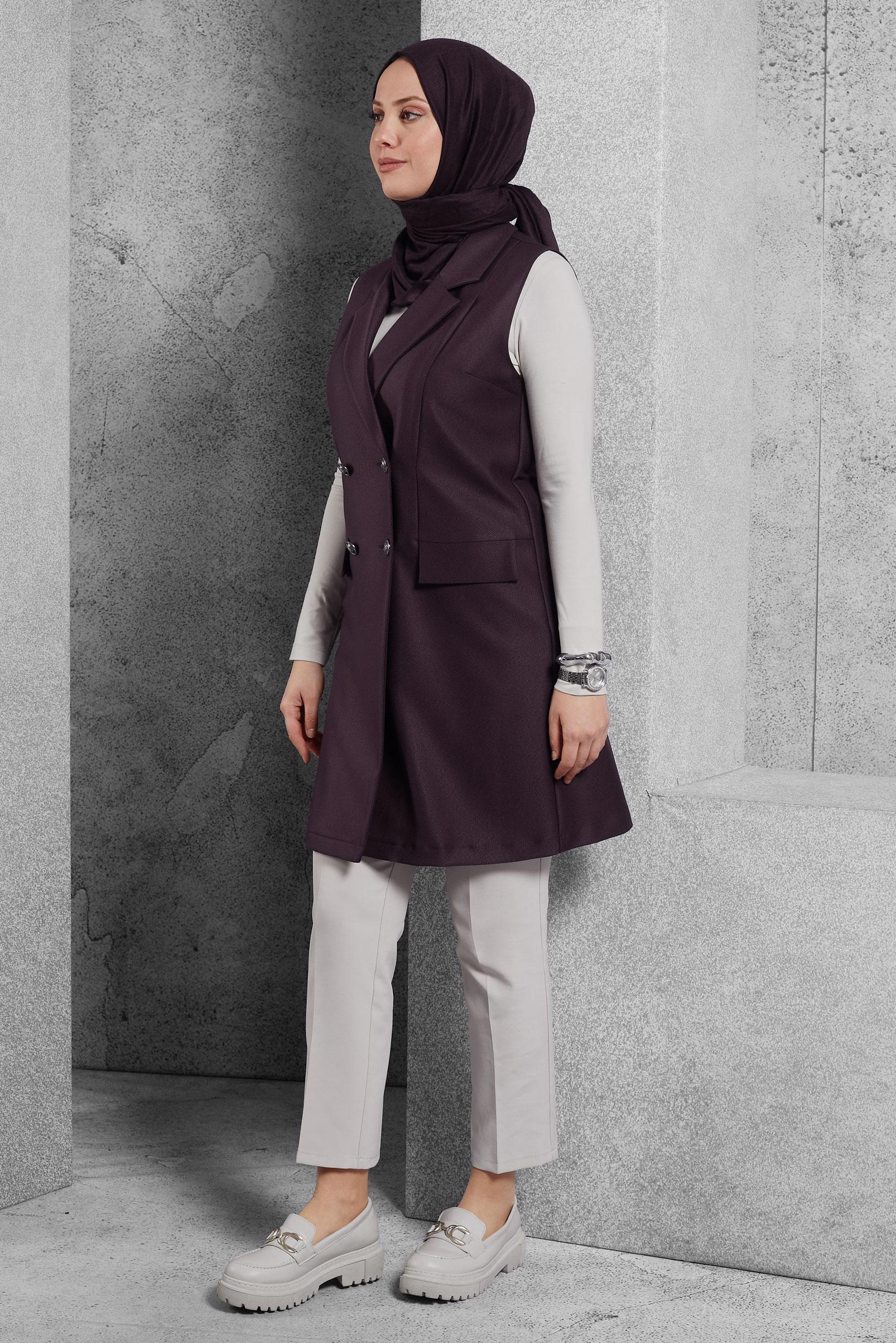 Vêtements hijab PRUNE GILET À DOUBLE BOUTONNAGE 45219