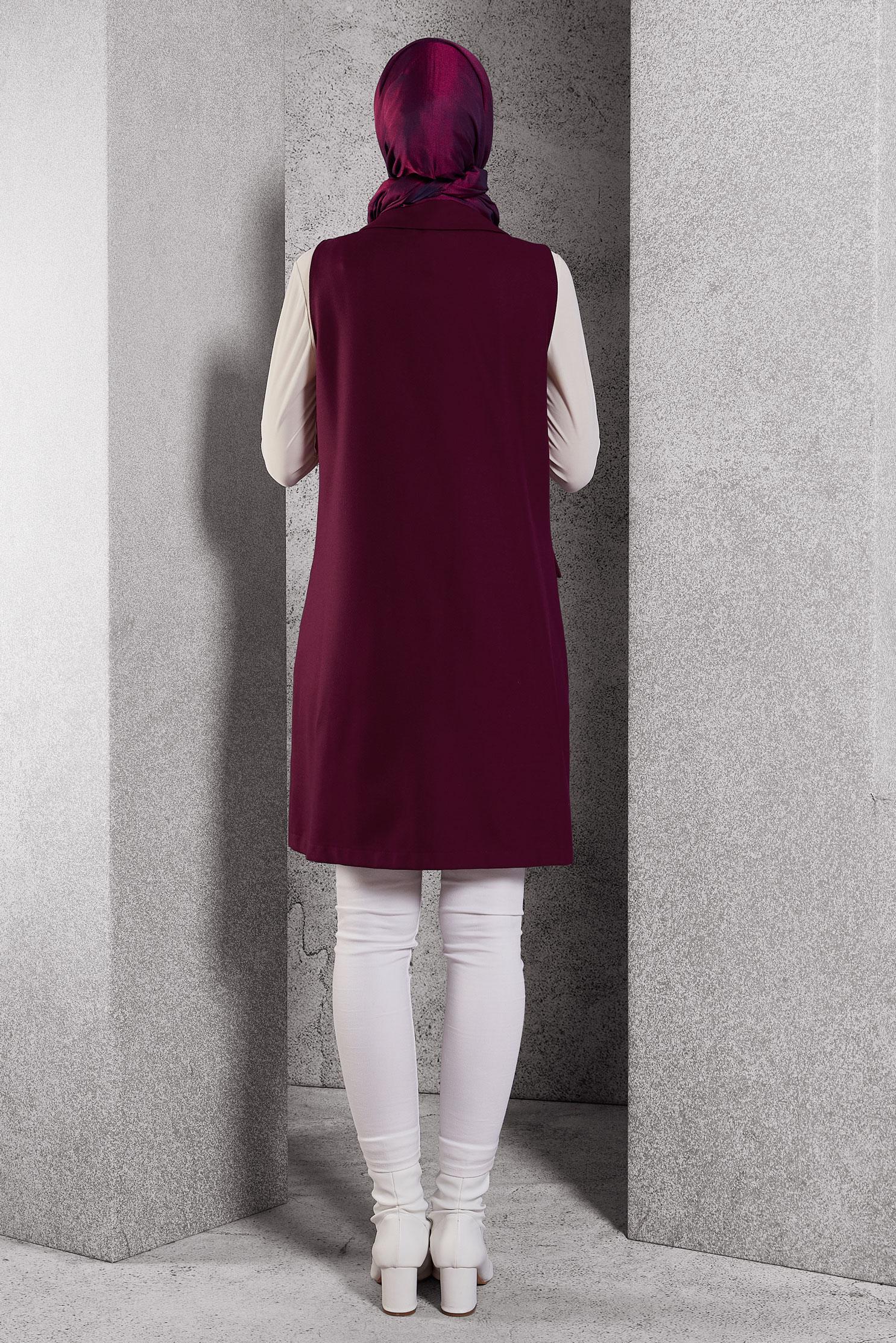 Vêtements hijab POURPRE GILET À DOUBLE BOUTONNAGE 45219