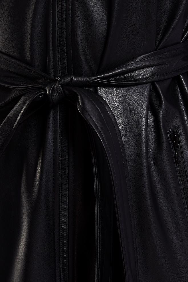 Tesettür giyim SİYAH KUŞAKLI SUNİ DERİ YELEK 45239 - ALVİNA