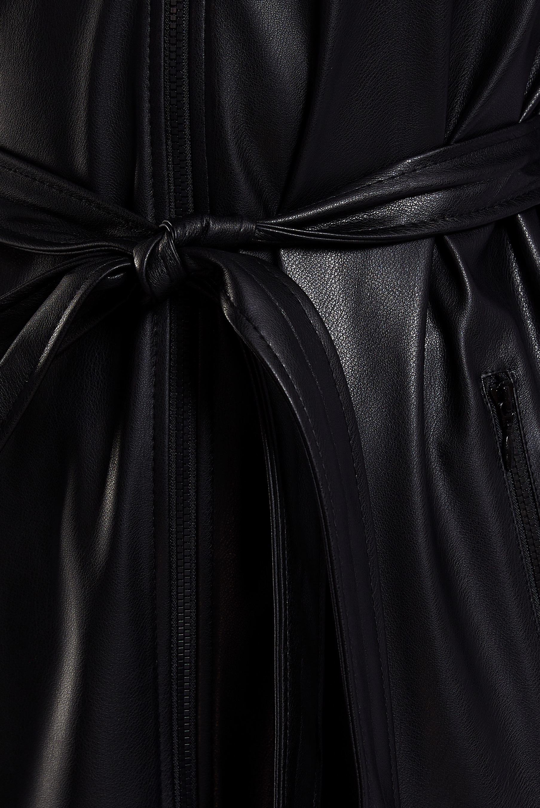 Tesettür giyim SİYAH KUŞAKLI SUNİ DERİ YELEK 45239