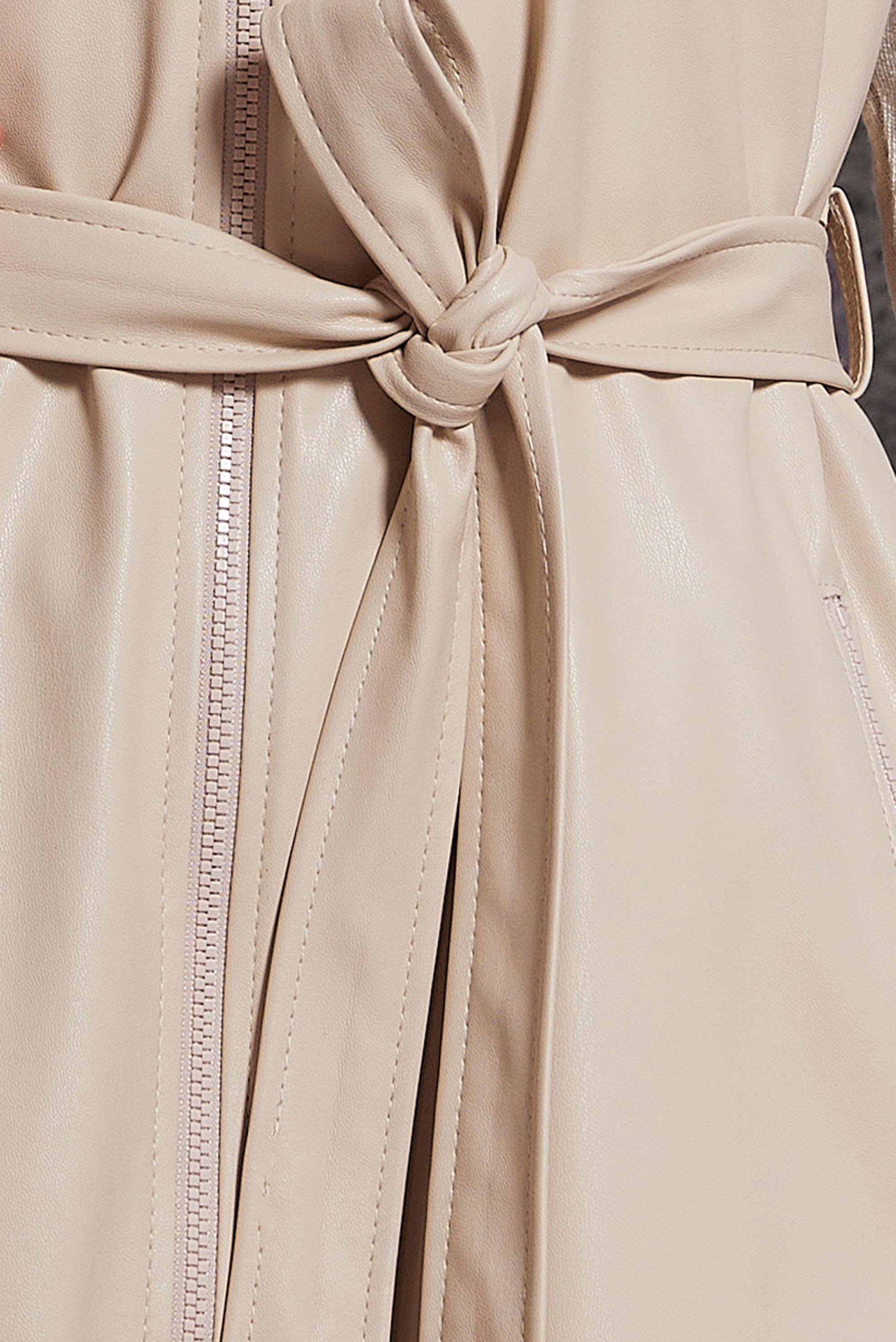 Tesettür giyim BEJ KUŞAKLI SUNİ DERİ YELEK 45239