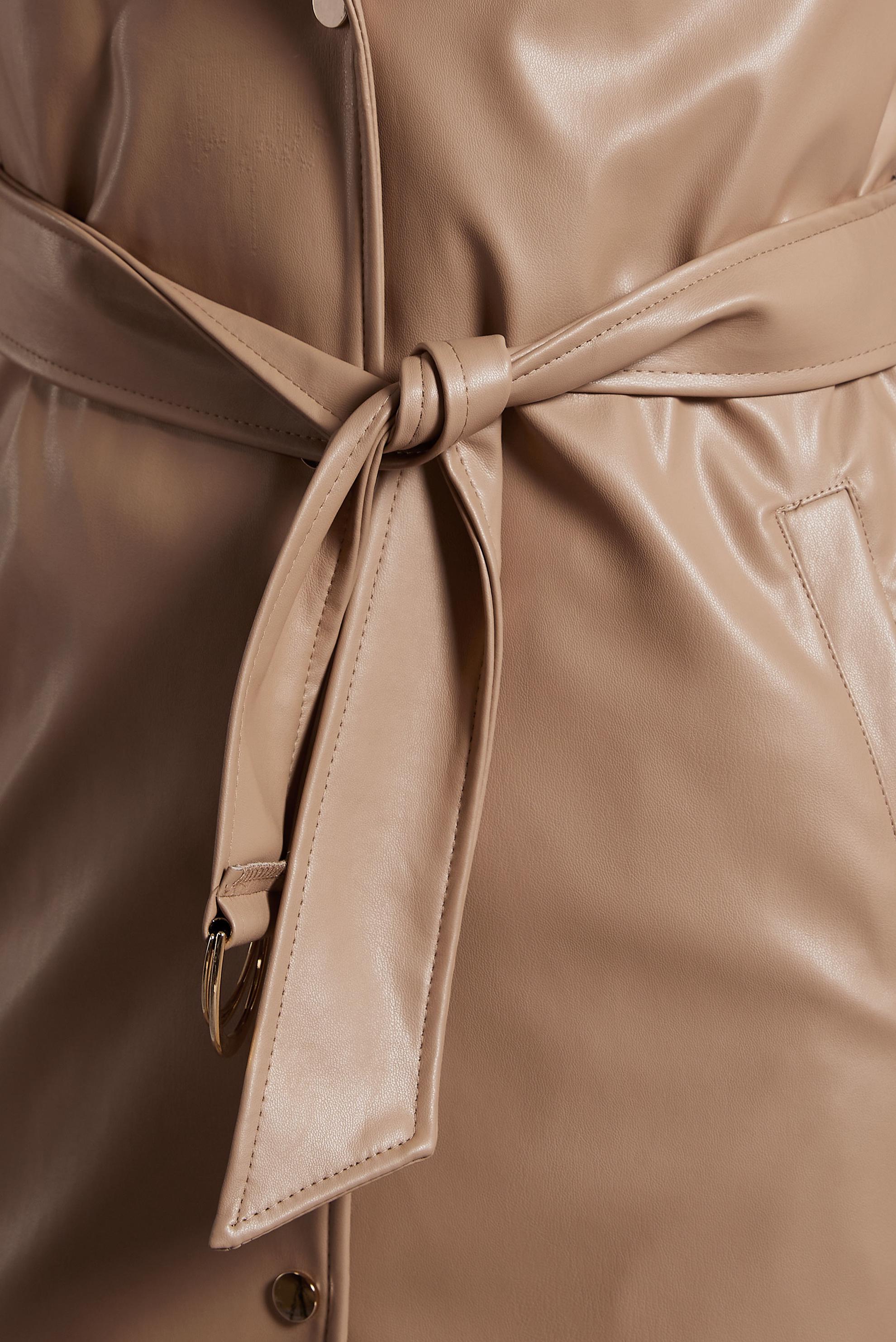 Tesettür giyim KAHVE KEMERLİ SUNİ DERİ YELEK 45241