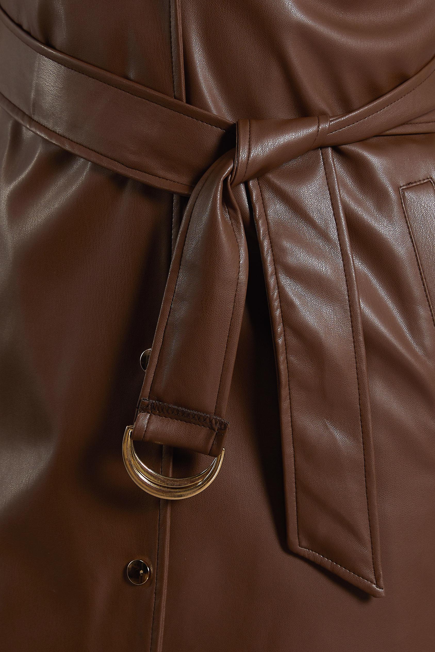 Tesettür giyim KAHVE KEMERLİ SUNİ DERİ YELEK 45241