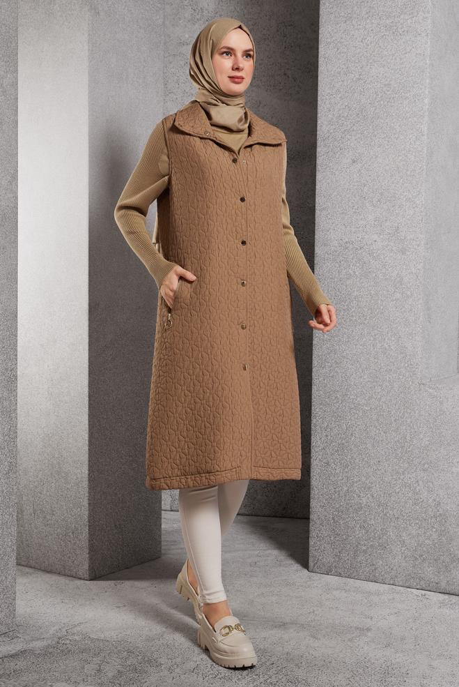 Vêtements hijab BRUN GILET MATELASSÉ 45243 - ALVİNA