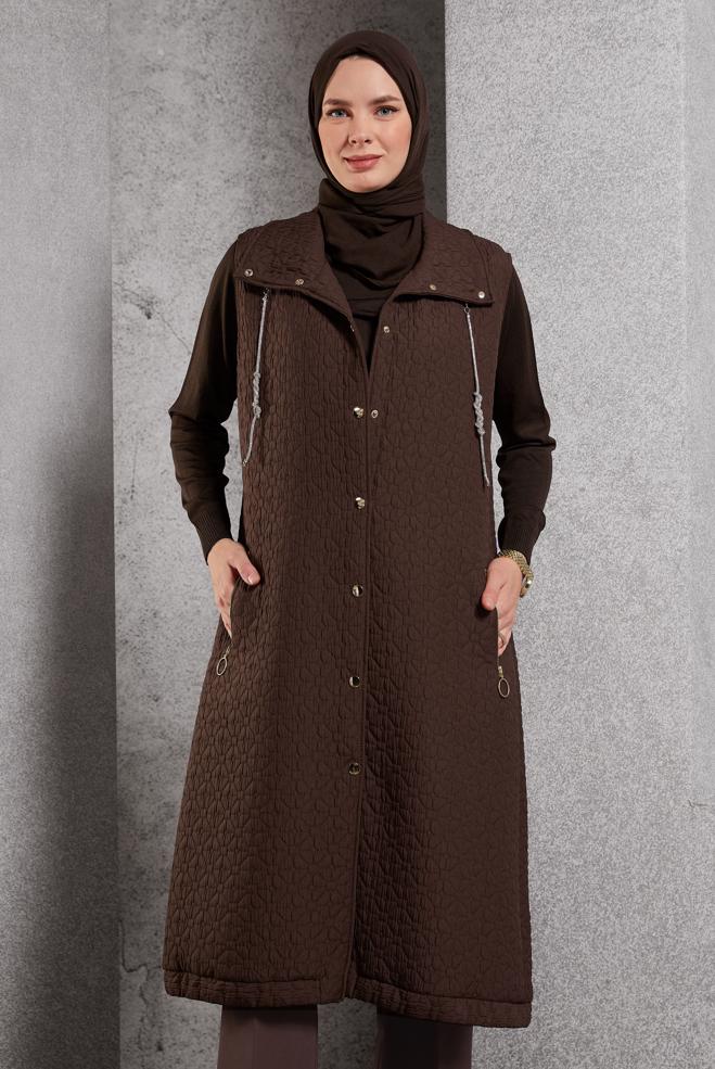 Vêtements hijab BRUN GILET MATELASSÉ 45243 - ALVİNA