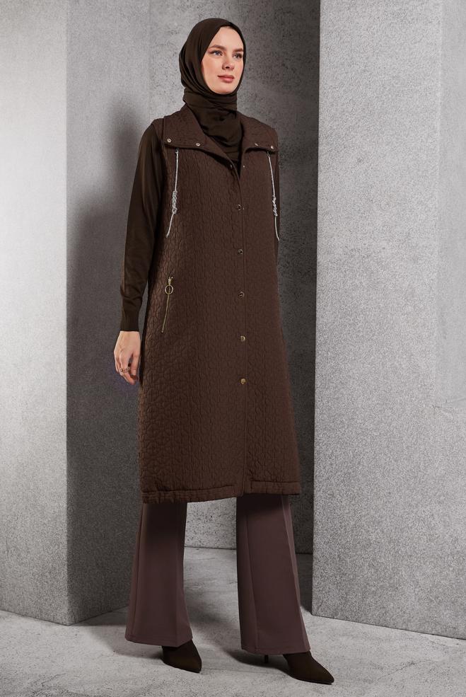 Vêtements hijab BRUN GILET MATELASSÉ 45243 - ALVİNA