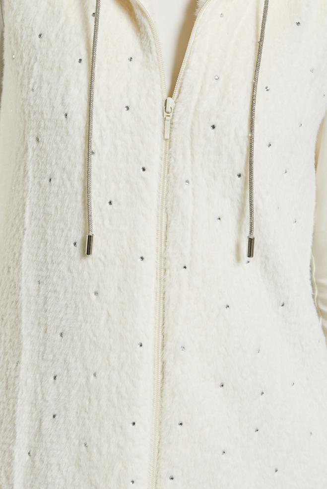 Vêtements hijab BLANC GILET AVEC DÉTAIL DE GEMMES 45267 - ALVİNA