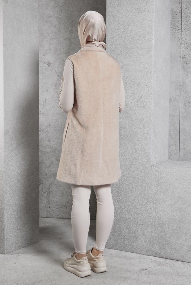 Vêtements hijab BRUN GILET AVEC DÉTAIL DE GEMMES 45267 - ALVİNA