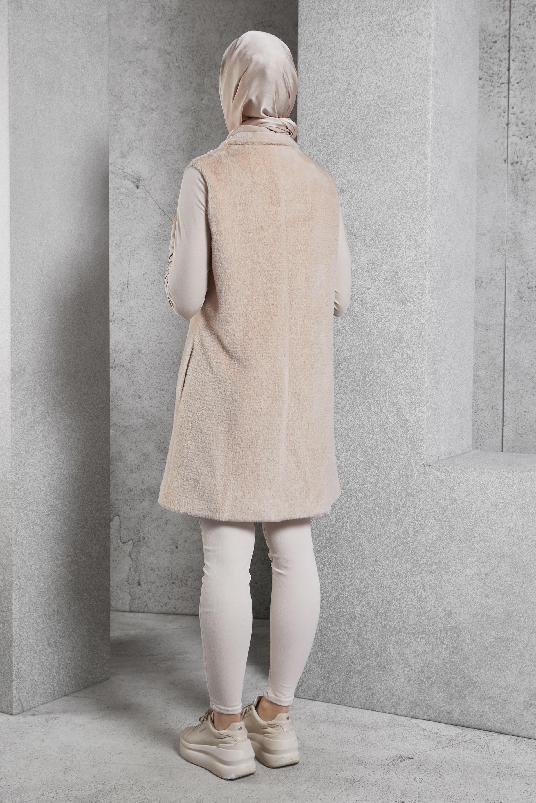 Vêtements hijab BRUN GILET AVEC DÉTAIL DE GEMMES 45267