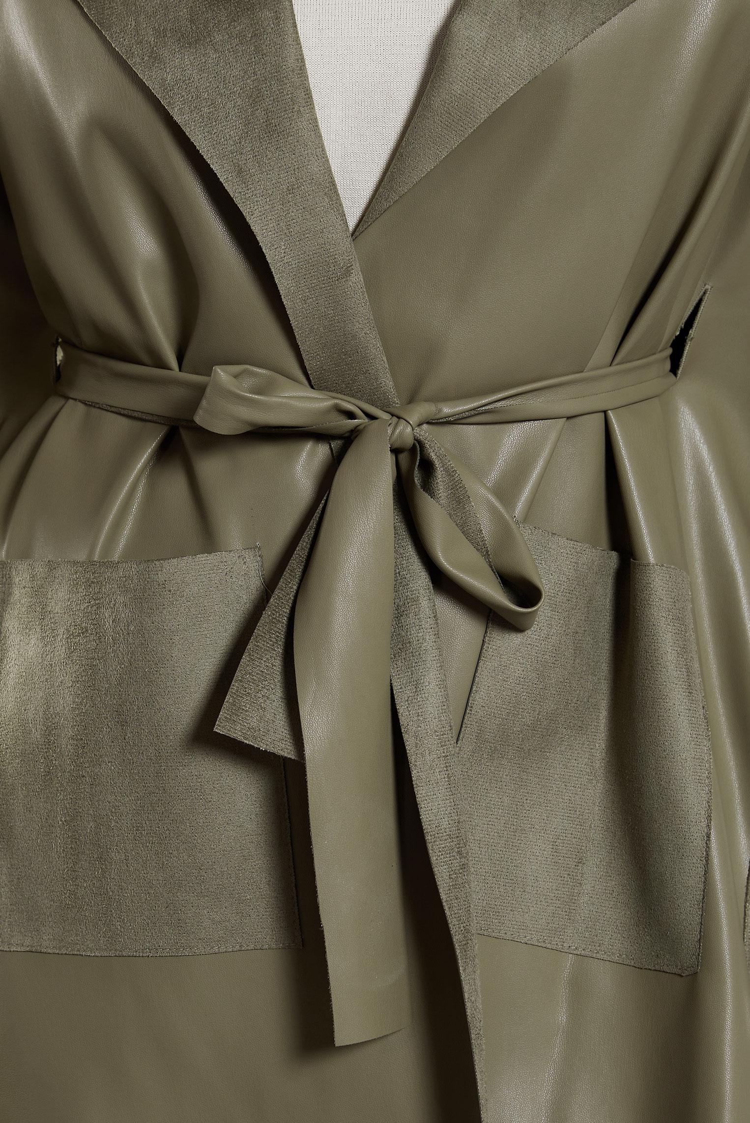 Vêtements hijab KAKI GILET EN SIMILI CUIR AVEC CEINTURE 45276