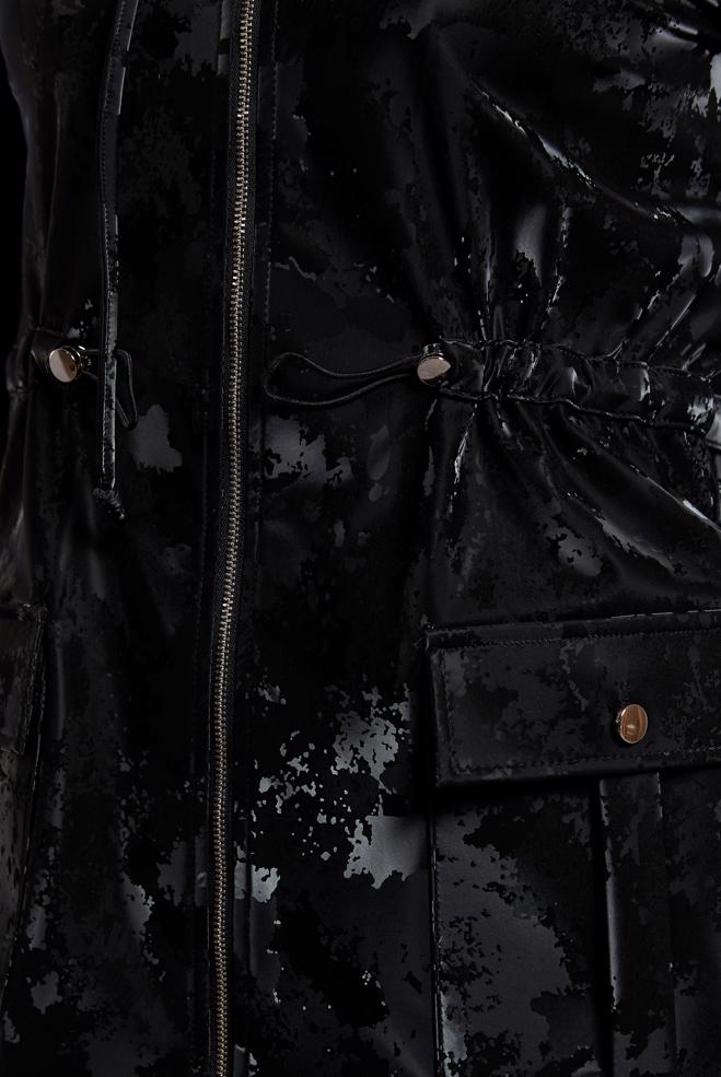 Hijab clothing BLACK HOODED FAUX LEATHER VEST 45281 - ALVİNA