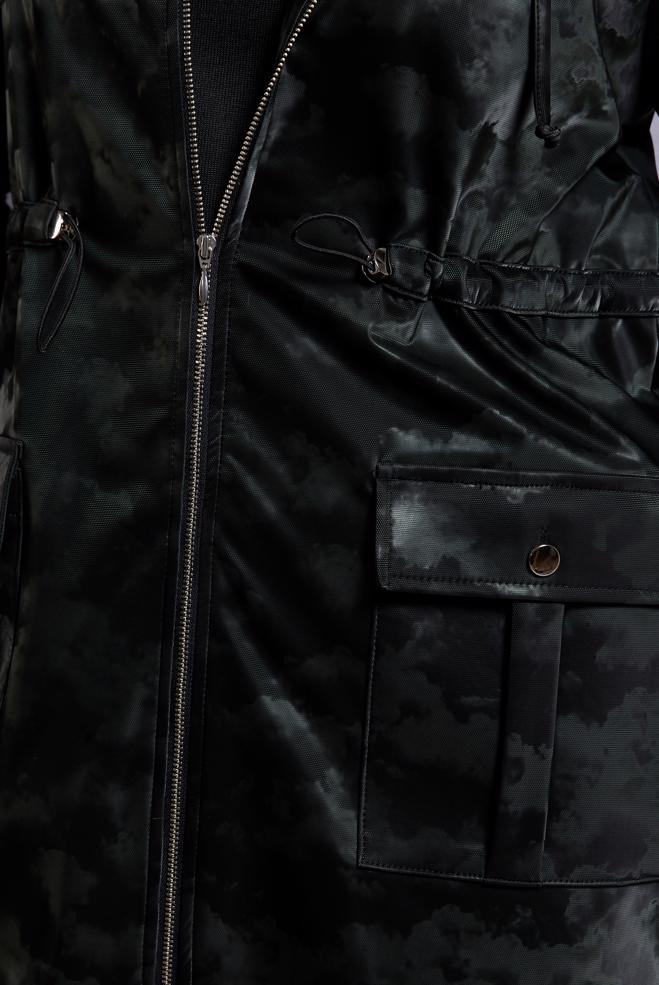 Hijab clothing BLACK HOODED FAUX LEATHER VEST 45281-1   - ALVİNA