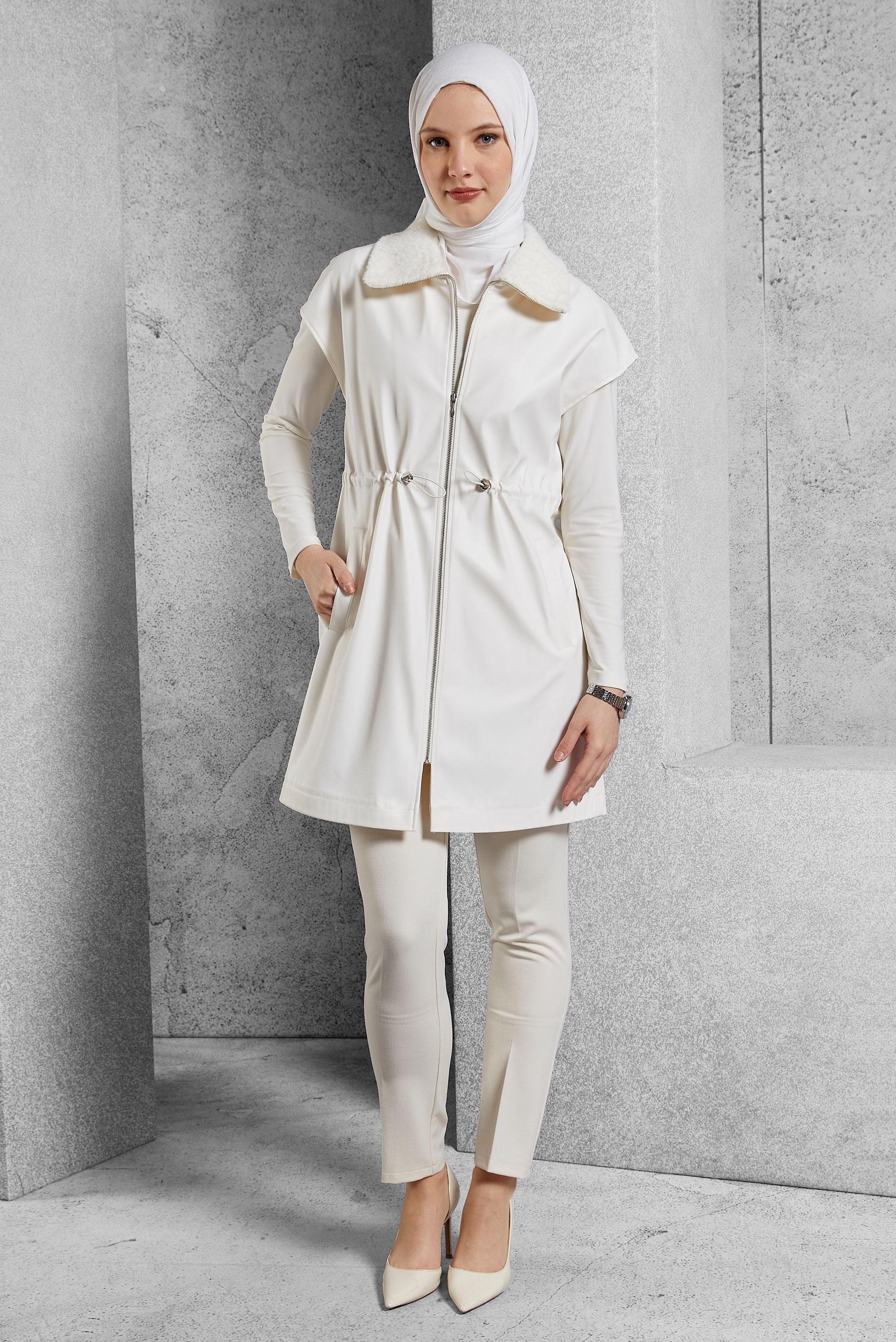 Vêtements hijab BLANC GILET EN SIMILI CUIR 45289