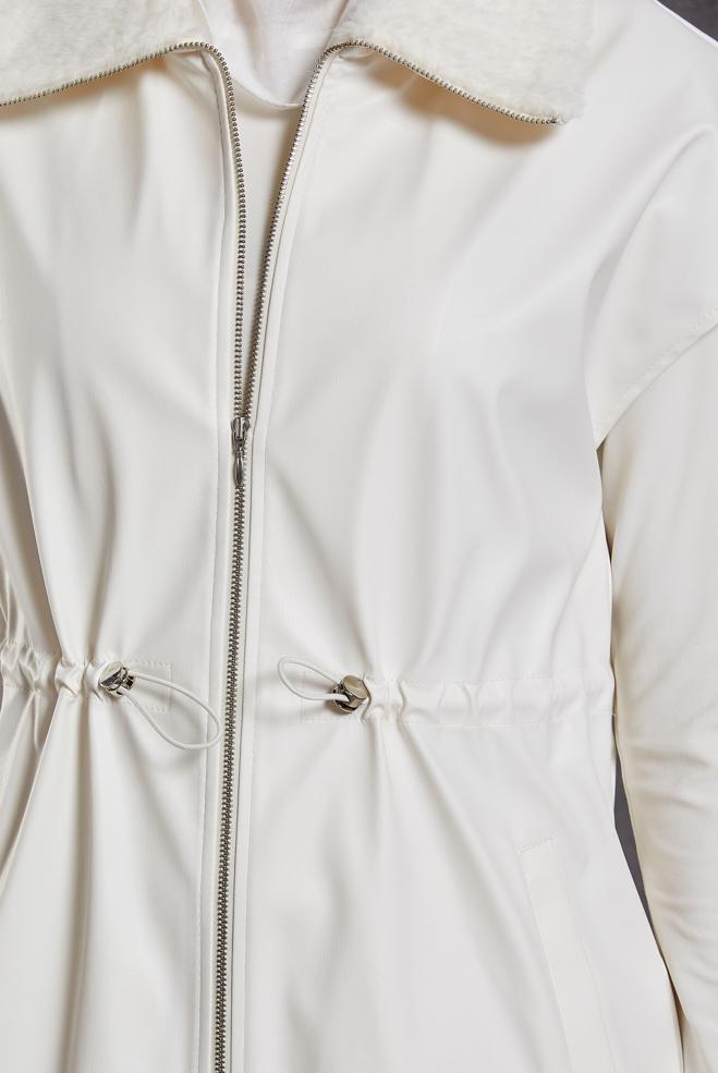 Vêtements hijab BLANC GILET EN SIMILI CUIR 45289 - ALVİNA