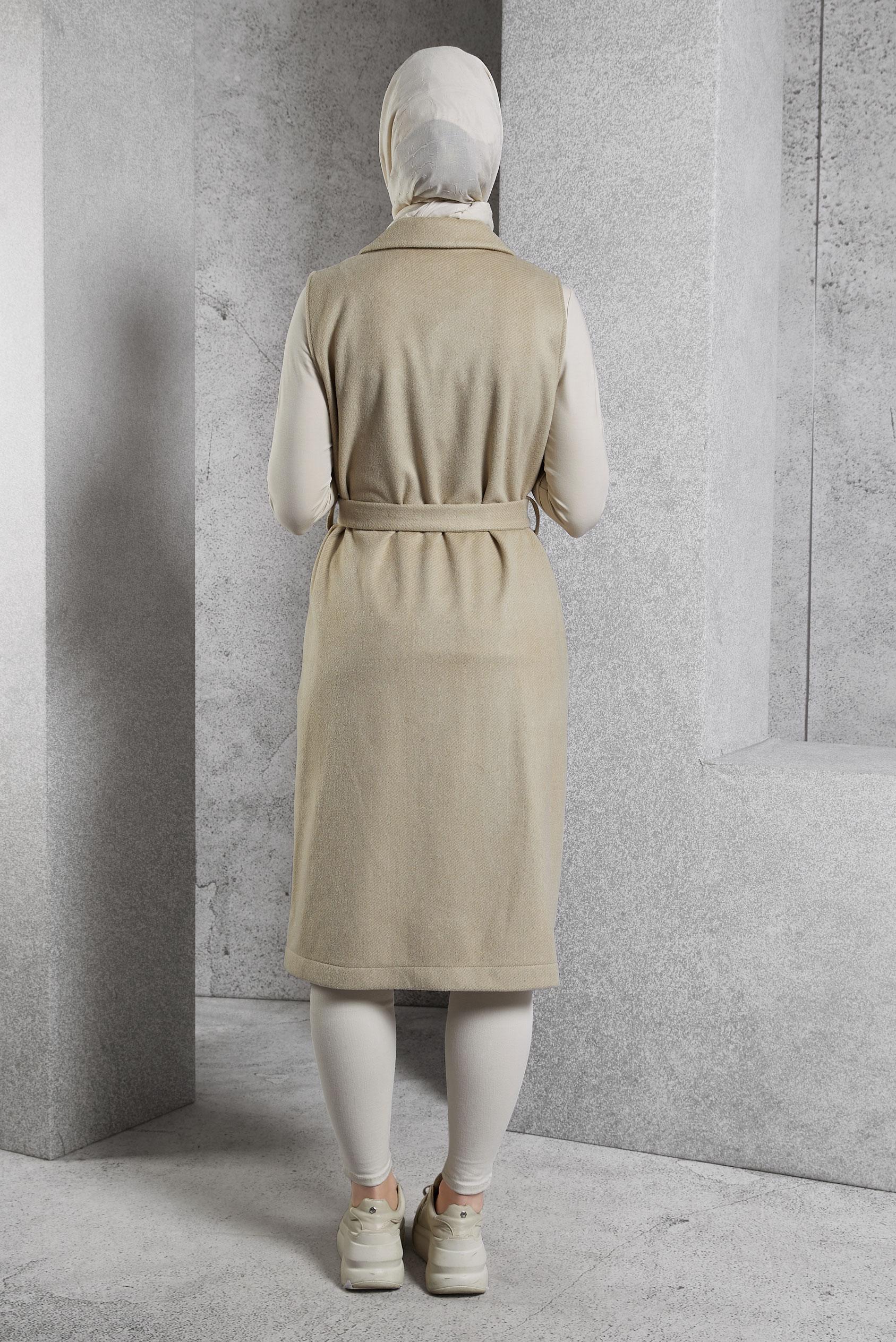 Vêtements hijab BEIGE GILET CEINTURÉ 45303